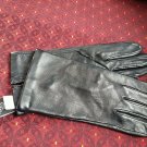 NWOT Women’s Lord & Taylor Black Leather Gloves 100% Silk Lining  size 6.5