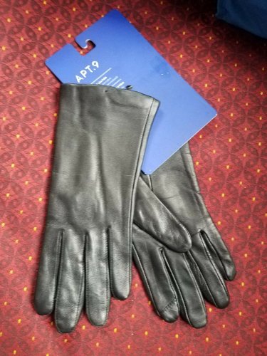NWT Women&acirc;��s APT.9 Black Genuine Leather Gloves Touch Screen Compatible. Size L
