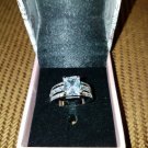 NIB PIERMONT JEWELS-ring size 9, SQUARE GEM silver color 3 rows of clear gems rg