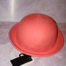 New with Tag H&M Bowler Roll-up Brim Fedora Hat 100% Wool peach tone Large Women