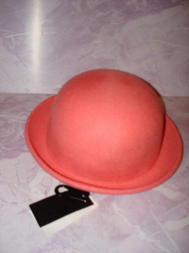 New with Tag H&M Bowler Roll-up Brim Fedora Hat 100% Wool peach tone Large Women