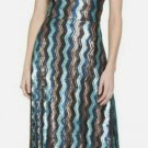 NWT-Walter Baker Isadora Zigzag-Sequin Midi Cocktail Dress Size 4 multi color .