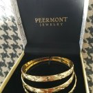 NIB PIERMONT JEWELS-B 3 Thick Round Bangles Cuff Bracelet golden color stars