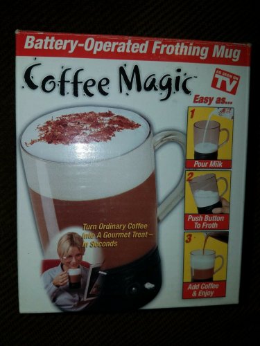 NIB-COFFEE MAGIC AS SEEN ON TV Battery Operated Frothing Whisk Mini Mixer Mug.