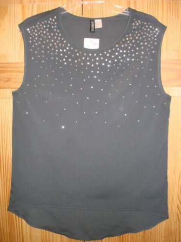 NWT -Women H&M Gray DIVIDED Top, sleeveless blouse silver sequins sizes 2,6,8