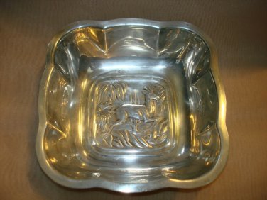 By INTERNATIONAL SILVER 814, ART DECO TROPICAL NUT BOWL ANTELOPE Great condition