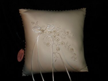 New Hana Bridal Collection 9.5"X 9.5" Ring Bearer Pillow Weddings,Bead Flower