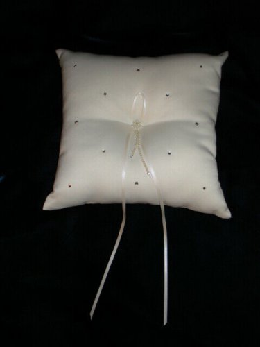 New Hana Bridal Collection 7"X 7" Ring Bearer Pillow Weddings, pearl reihnstone