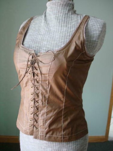NWT-Size S -Renaissance Goth Fitted Corset Bodice,Tank top- dark beige(coffee)