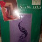 Nu & Nu LEGS sheer purple with FLOCK & RHINESTONE Pantyhose,ONE SIZE 100-165 LBS