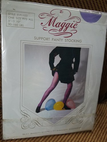 NEW- VINTAGE Maggie Purple One Size Support sheer Pantyhose 90-160 LBS 5-5' 10"