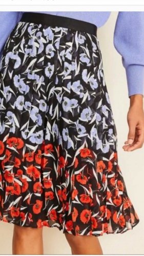 Ann Taylor  NWOT Poppy Flowers Pleated Knee Length Skirt Fully Lined Size 2P