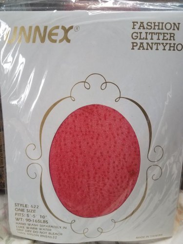 NEW UNNEX golden sparkles Glitter on RED Fashion Pantyhose, ONE SIZE 90-165 LBS