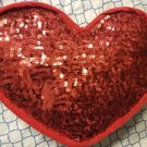 Valentine Day red heart shaped  H&M sequin & velvet  cushion/pillow .14"x11.5"