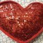 Valentine Day red heart shaped  H&M sequin & velvet  cushion/pillow .14"x11.5"