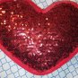Valentine Day red heart shaped  H&M sequin & velvet  cushion/pillow .14"x11.5"