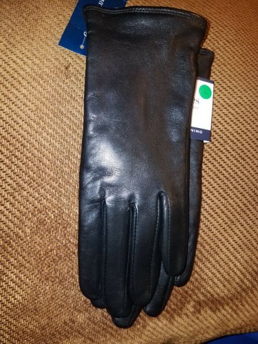 NWT Charter Club women's Leather & Cashmere Gloves  Black M/L Touch Screen Tech.