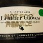 NWT Charter Club women's Leather & Cashmere Gloves  Black M/L Touch Screen Tech.
