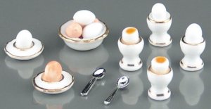 Dollhouse ASSORTED EGG SET Reutter Porcelain Miniature Food Dishes 1:12 Scale