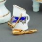 Dollhouse BLUE ROYAL COAL BUCKET Reutter Porcelain Miniatures 1:12 Scale