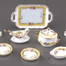 Dollhouse FRENCH ROSE DINNER SET Reutter Porcelain Miniature Dishes 1:12 Scale