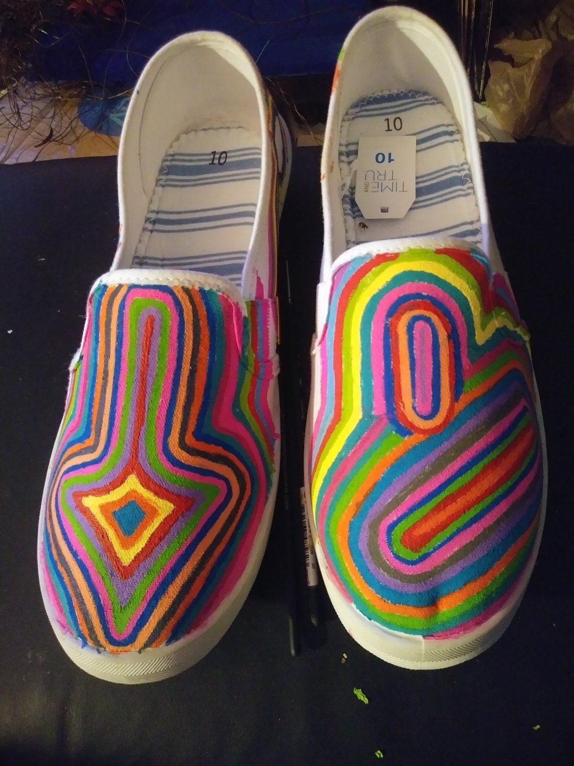 Psychedelic Custom Painted Canvas Women's Shoes Size 10