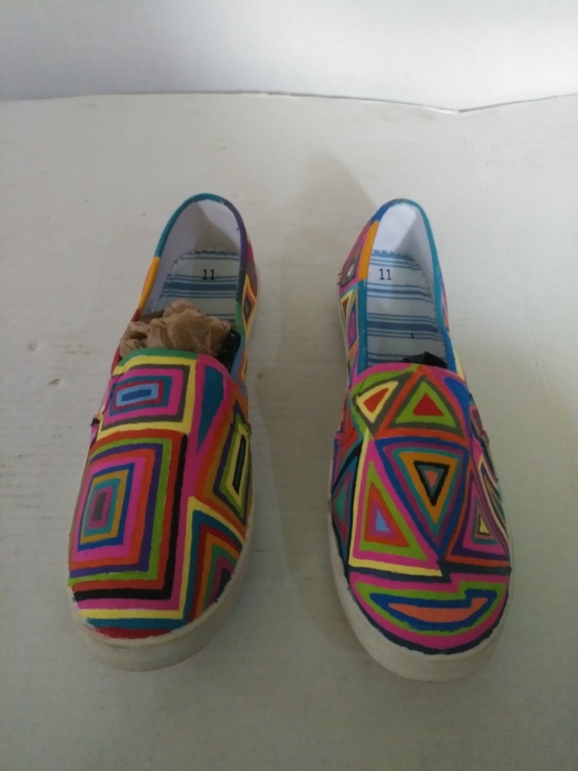 Psychedelic Geometric Custom Painted Canvas Women's Shoes Size 11