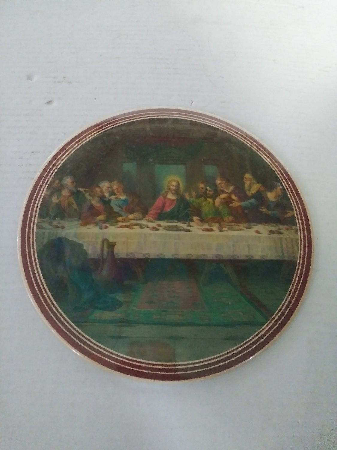 Vintage Metal Picture Button Religion The Last Supper