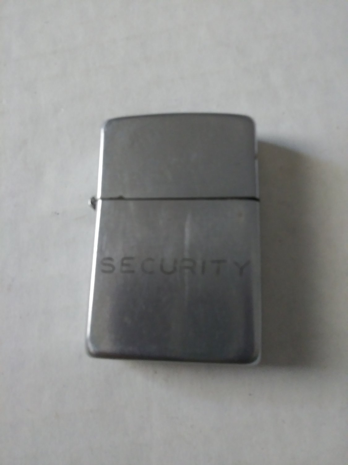(SOLD)Vintage Zippo Lighter Security Etched on Front Pat.2032695
