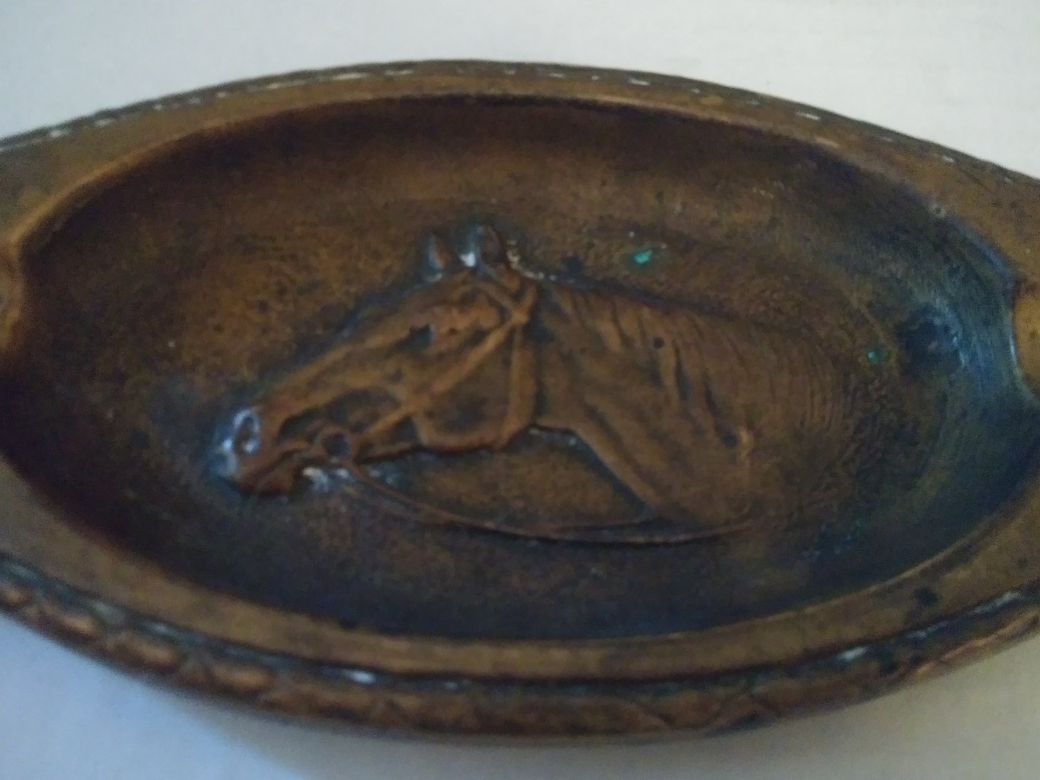Vintage Solid Bronze Equestrian Horse Cigar Ashtray Mitchell