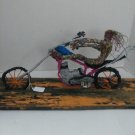 Folk Outsider Art FREEDOM Chopper Motorcycle and Rider Sculpture 8 Track Tapes Acrylic Paint