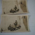 Pair 1930's Boy In Pedal Car B&W Photos