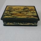 Vintage Signed Russian Palekh Box Winter Scene Religious Church