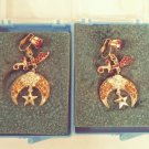 Vintage Pair of rhinestone Shriner Dangle Earrings