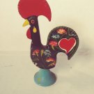 Vintage Metal Hand painted Rooster Hearts