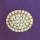 Vintage Pat.Pend. Simulated Turquoise And Brass Oval pin
