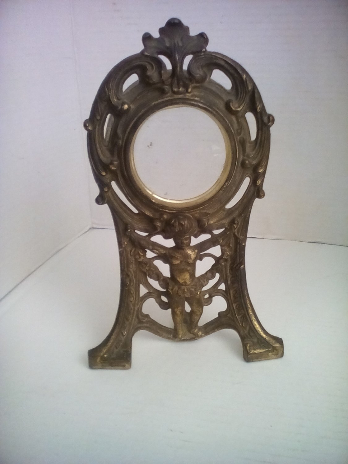 1906 Art Nouveau Cherub Cast Iron Clock Stand Warner