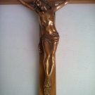VTG.1950s Large Oak Jesus Crucifix Religious 24"