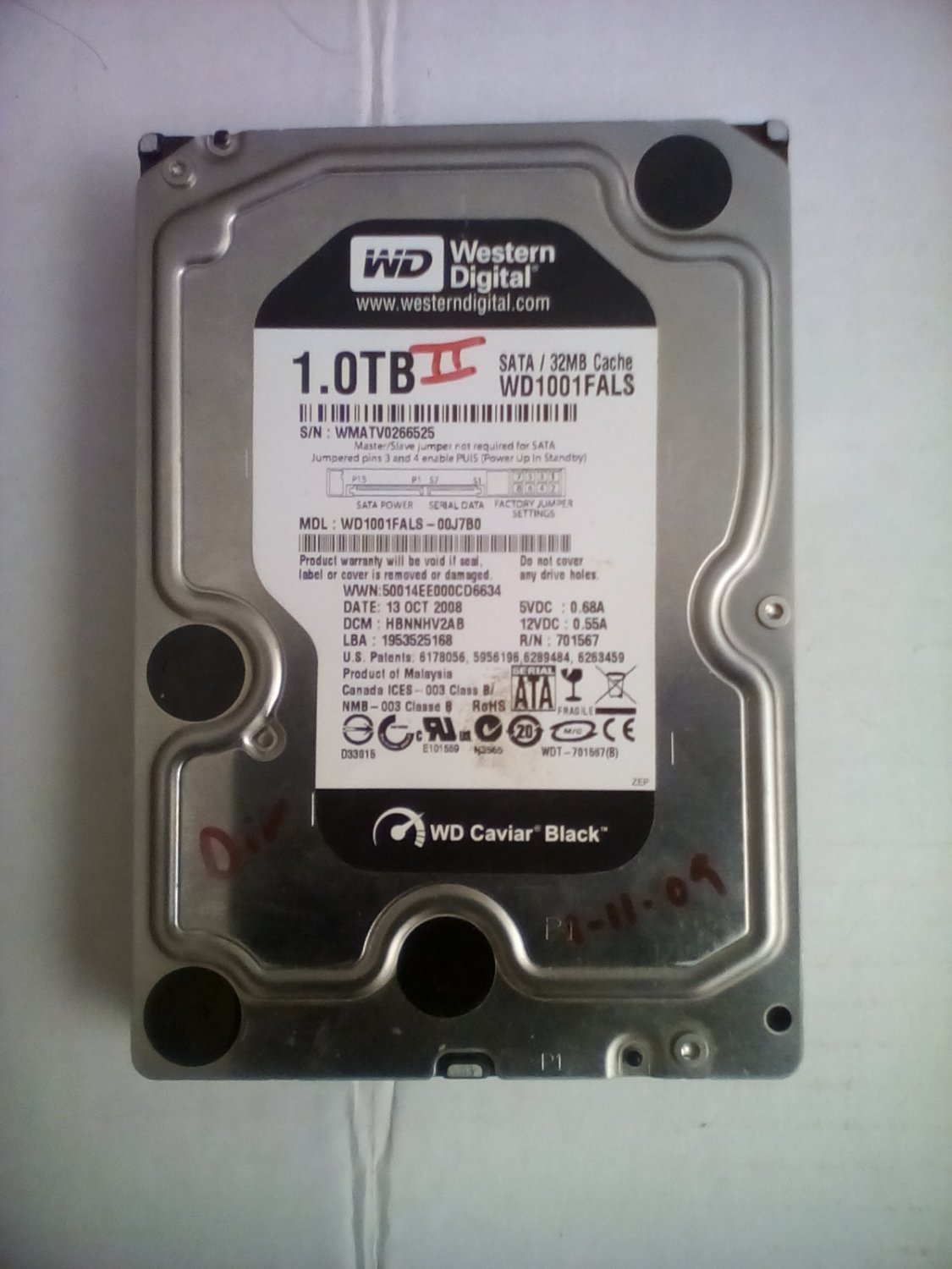 Western Digital 1.0TB Oct 2008 Hard Drive WD1001FALS