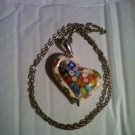 Signed Alan K. Designs Murano Art Glass Millefiori Heart Pendant Sterling Chain