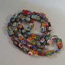 Vintage Chunky Murano Millefiori Rectangle Beads Necklace