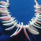 Vintage 1980's Hawaiian Statement Puka And Shell 14" Necklace White,Pink,Blue