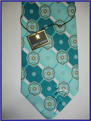 NEW STACY ADAMS SILK NECK TIE ART DECO PAISLEY PLAID