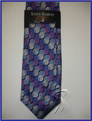 NEW STEVE HARVEY SILK TIE WITH HANKY POLKA DOTS CIRCLES