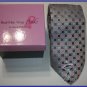 NEW REAL MEN WEAR PINK BREAST CANCER SILK TIE GREY DOTS