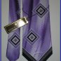 NEW STACY ADAMS SILK TIE LARGE PATTERN PURPLE BLOCKS
