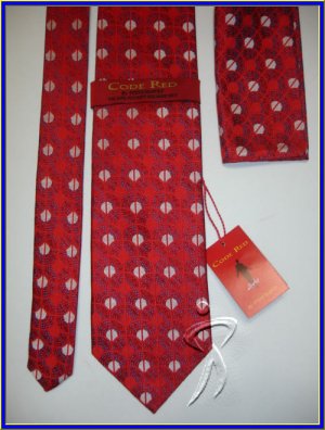 NEW STEVE HARVEY CODE RED SILK TIE HANKY CRISP WOVEN