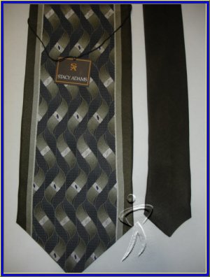 NEW STACY ADAMS SILK NECK TIE GREEN WEAVES RETRO