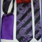 NEW STEVE HARVEY SILK TIE HANKY PAISLEY PURPLE STRIPES