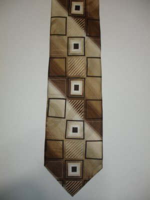 NEW STACY ADAMS SILK TIE SQUARES STRIPES BROWN